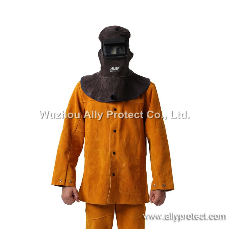 AP-3001 Charcoal-brown Cowhide Leather Welding Safety Face Shield